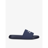 Alexander Mcqueen Logo-embellished Rubber Slides In Navy