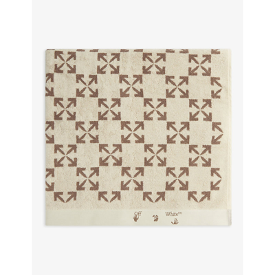 Off-white Creme Taupe Arrow-print Cotton Towel 152cm X 105cm
