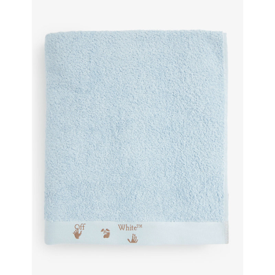 Off-white Baby Blue Logo-embroidered Cotton Towel 111cm X 60cm