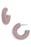Amina Muaddi Cameron Silver-tone Crystal Hoop Earrings In Rose Crystals & Silver Base