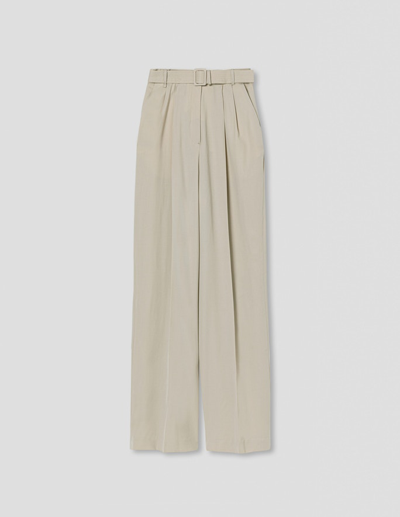 A Line Belted Pleated Trousers In Sand