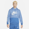 Nike Air Men's Brushed-back Fleece Pullover Hoodie In Dark Marina Blue,heather,university Blue,light Bone