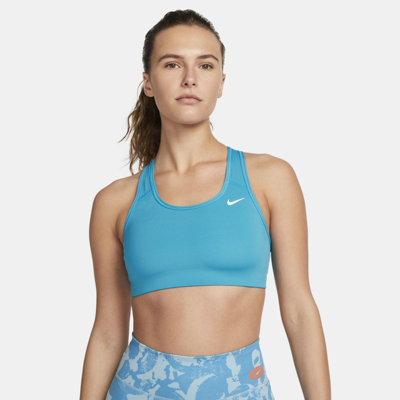 Nike Women's Swoosh Medium-support Non-padded Sports Bra In Blue