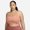 Nike Dri-fit Swoosh Women's Medium-support Non-padded Sports Bra In Madder Root,white