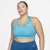 Nike Women's Swoosh Medium-support Non-padded Sports Bra (plus Size) In Blue