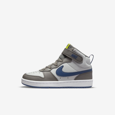 Nike Court Borough Mid 2 Little Kids' Shoes In Grey Fog/mystic Navy/atomic Green/flat Pewter