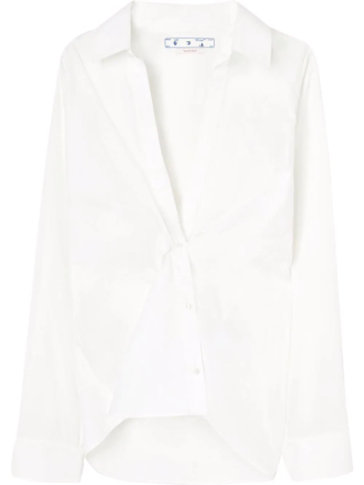 Off-white Poplin Wrapped Long-sleeve Shirt In White