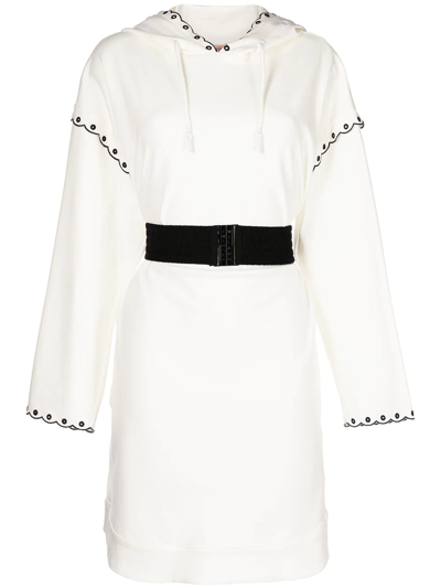 Twinset Embroidered Hood Dress In White