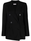 Alberto Biani Velvet-effect Double-breasted Blazer In Black