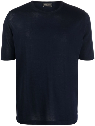 Roberto Collina Short-sleeve Cotton T-shirt In Blue
