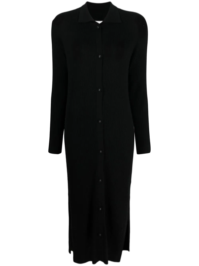 Max & Moi Ribbed-knit Midi Dress In Black