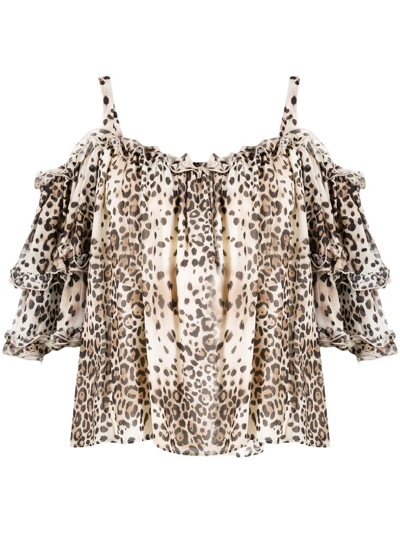 Max & Moi Animal-print Blouse In Neutrals
