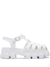 Prada Soft Cage Rubber Sandals In Bianco