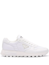 Prada Mens White Re-nylon Brand-plaque Leather And Recycled-nylon Low-top Trainers