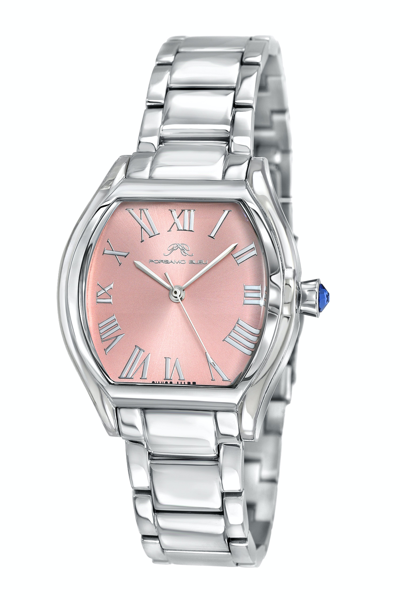 Porsamo Bleu Celine Women's Tonneau Watch, Silver And Pink, 1001bces