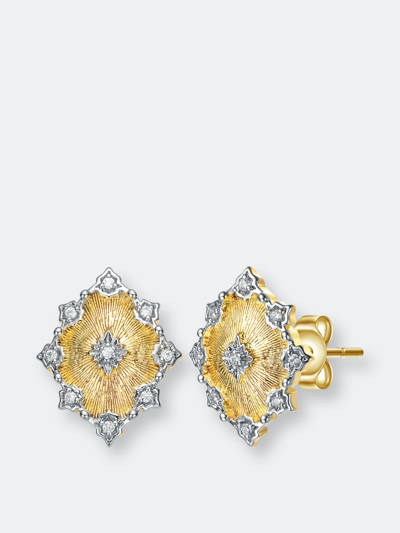 Rachel Glauber 14k Gold Plated And Cubic Zirconia Floral Stud Earrings