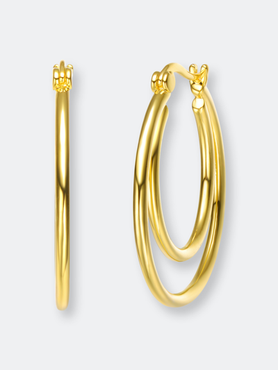 Rachel Glauber 14k Gold Plated Cubic Zirconia Double Hoop Earrings