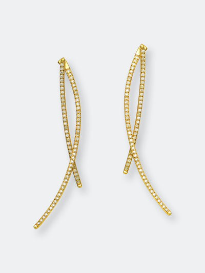 Rachel Glauber 14k Gold Plated Cubic Zirconia Drop Earrings In Gold-tone
