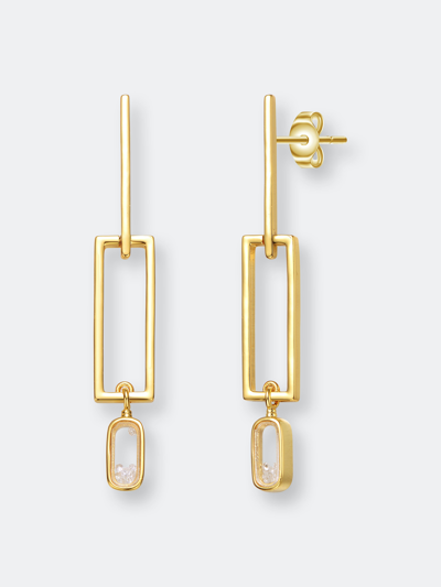 Rachel Glauber 14k Gold Plated Cubic Zirconia Drop Earrings In Gold-tone