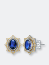 RACHEL GLAUBER RACHEL GLAUBER RACHEL GLAUBER RHODIUM AND 14K GOLD PLATED SAPPHIRE CUBIC ZIRCONIA STUD EARRINGS