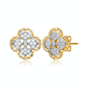 RACHEL GLAUBER RACHEL GLAUBER RACHEL GLAUBER 14K GOLD PLATED AND CUBIC ZIRCONIA FLORAL STUD EARRINGS