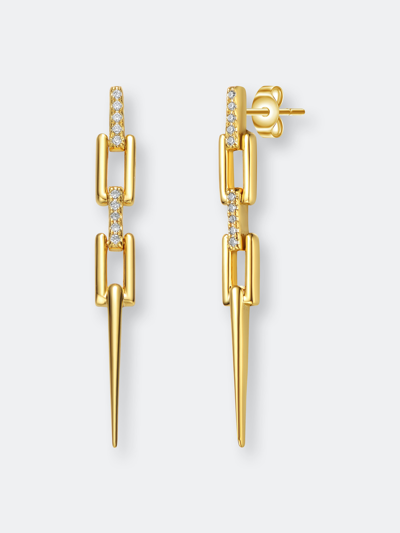 Rachel Glauber 14k Gold Plated Cubic Zirconia Drop Earrings In Gold-tone