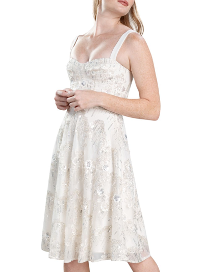 DRESS THE POPULATION WOMEN'S BRIDAL ADELINA FIT-AND-FLARE DRESS