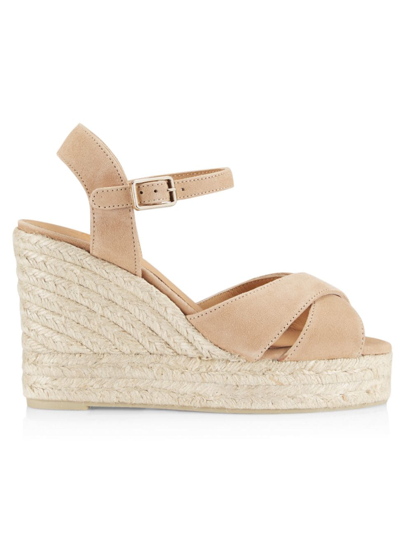 Castaã±er Blaudell Suede Wedge Espadrille Sandals In Brown