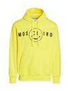 Moschino Logo Print Cotton Hoodie In Fantasy Print Yellow