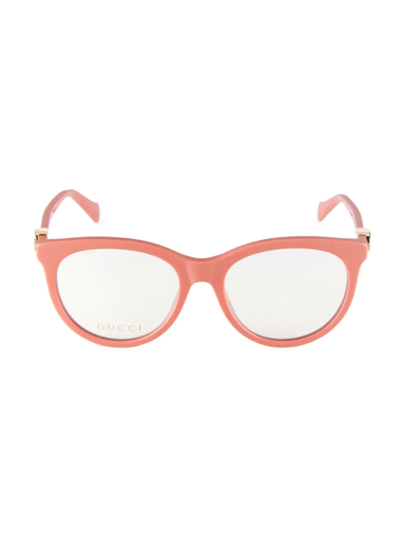 Gucci Mini Running 53mm Cat Eye Optical Glasses In Pink