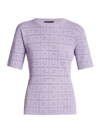 Givenchy Short Sleeve Lace Monogram Sweater In Purple