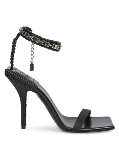Givenchy Woven Chain Ankle-strap Stiletto Sandals In Black