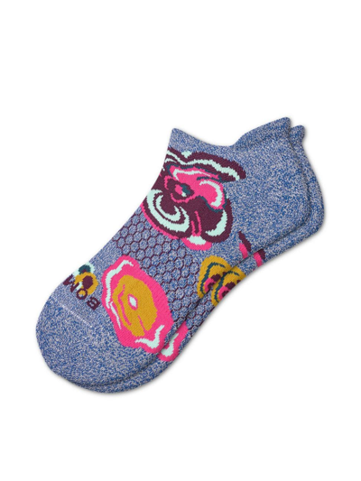 Bombas Mushroom Floral Ankle Socks In Neptune Blue