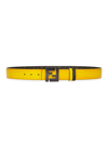 Fendi Cintura Logo Buckle Belt In Beige/giallo
