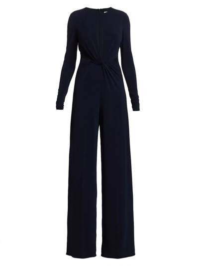 Halston Kathryn Cutout Front-twist Jumpsuit In Navy