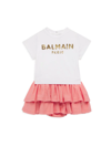 BALMAIN BABY GIRL'S & LITTLE GIRL'S LOGO SHORT-SLEEVE DRESS