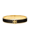 Tory Burch Women's Kira 18k-gold-plated & Enamel Medium Hinged Bangle In Gold Black