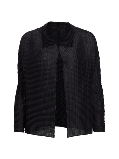 Issey Miyake Wooly Pleats Cardigan In Black