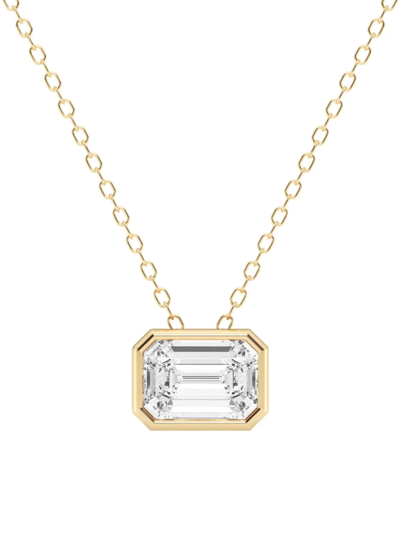 Saks Fifth Avenue Women's 14k Yellow Gold & 1.5 Tcw Emerald-cut Lab-grown Diamond Pendant Necklace