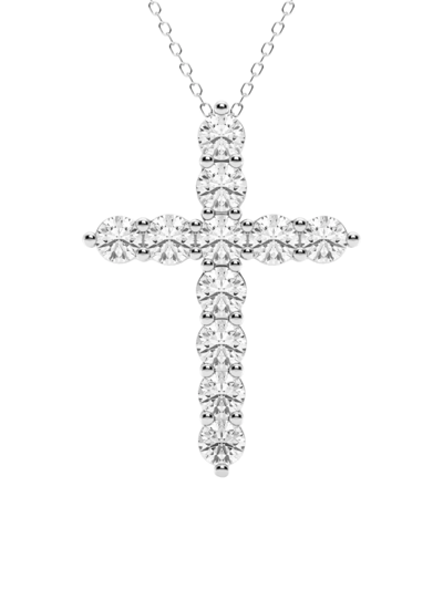 Saks Fifth Avenue Women's 14k White Gold & 3 Tcw Lab-grown Diamond Cross Pendant Necklace