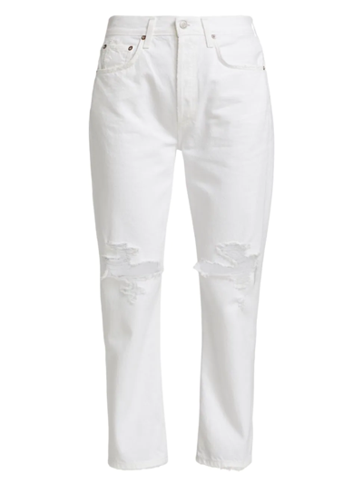 Agolde Riley Cropped Straight High-rise Jeans In Veil