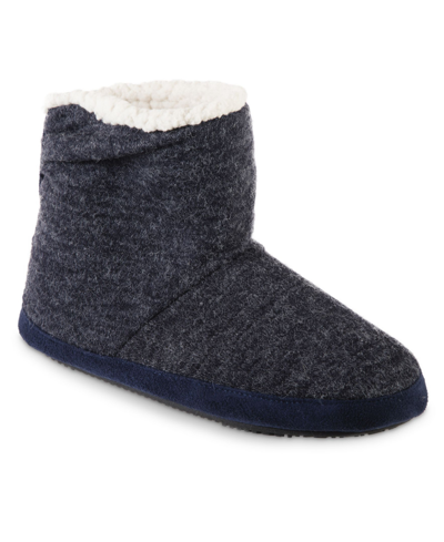 Isotoner Signature Women's Microsuede And Heathered Knit Marisol Boot Slipper, Online Only In Navy,blue