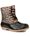 Sugar Womens Water Repellent Man Made Rain Boots In Tan Leopard Glitter