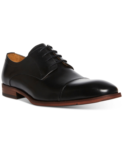 Steve Madden Men's Zane Tonal & Textured Leather Mid Oxford Dress Shoe In Black Leather