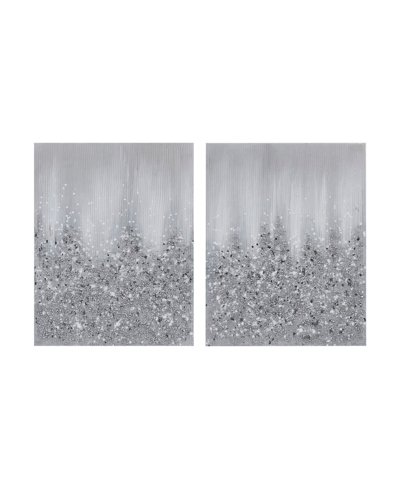 Madison Park Silver Glimmer Hand Brush Embellished Canvas Set, 2 Piece In Silver-tone