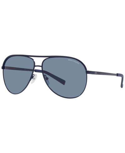 Ax Armani Exchange Unisex Polarized Sunglasses, Ax2002 61 In Matte Blue