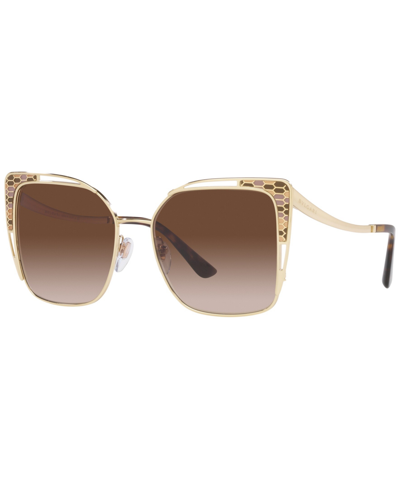 Bvlgari Bv6179 Square Metal Sunglasses In Pale Gold-tone