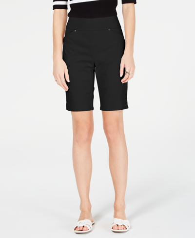 Inc International Concepts Women's Mid Rise Pull-on Bermuda Shorts, Created For Macy's In Deep Black