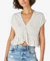 Lucky Brand Button-front Peplum Top In Cream Multi