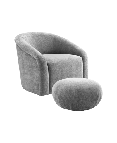 Tov Furniture Boboli Velvet Chair And Ottoman Set In Gray
